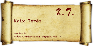 Krix Teréz névjegykártya